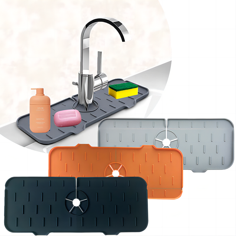 Silicone Tap Washer - Küchen-Gadgets: Silikon-Wasserhahn-Absorptionsmatte, Spülbecken-Spritzschutz, Arbeitsplatten-Schutzmatte, Badezimmer-Abflussmatte, Zubehör
