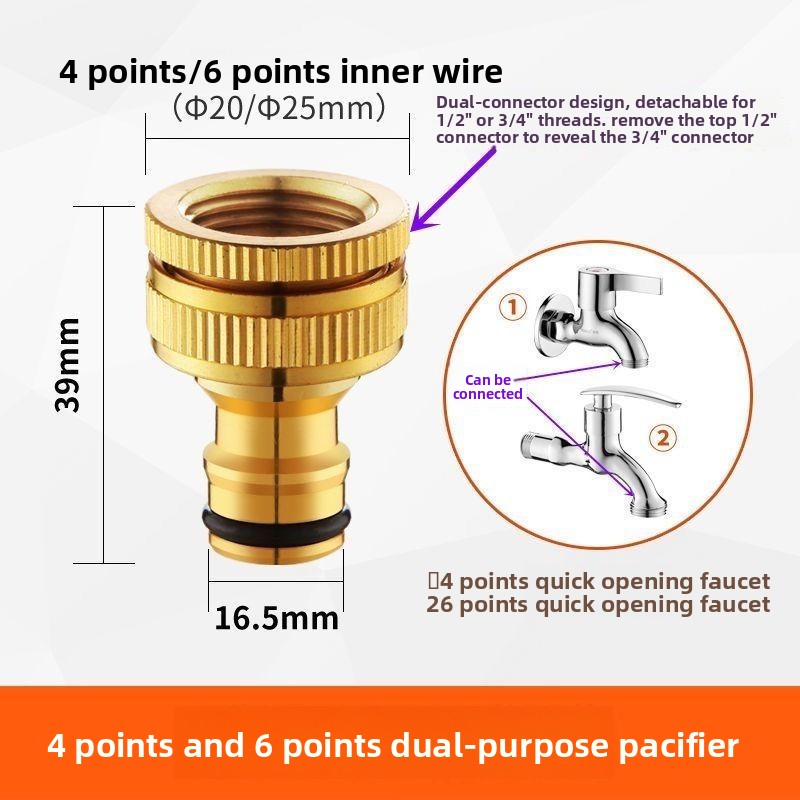 Compression Fitting Brass - 3/4 Zoll Messing-Gewindeschlauchverbinder, Gartenwasserrohr-Anschluss, Hochdruckreiniger Bewässerungszubehör