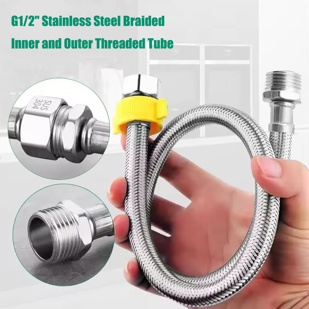 Flexible Hose Braided - 1 Stück 20/40/60/80/100/150/200CM G1/2 Edelstahl-Geflechtschlauch mit